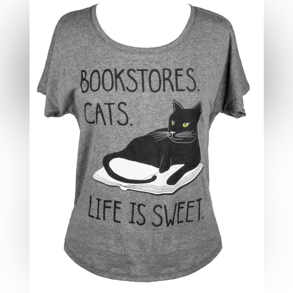 Out Of Print Bookstore Cat Relaxed Fit Shirt, Size XXL